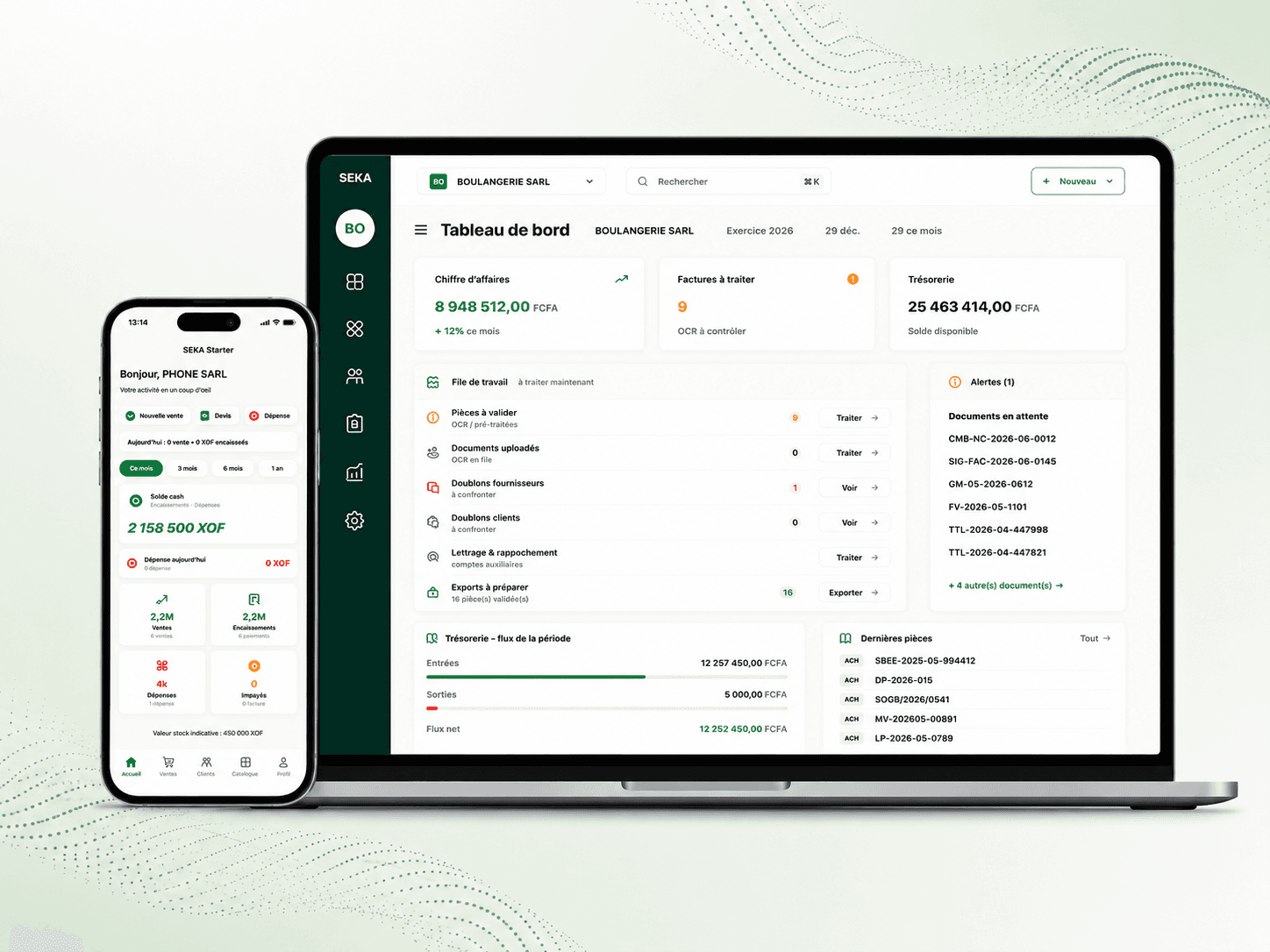 SEKA Gestion sur ordinateur et SEKA Starter sur mobile